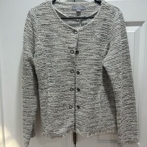 JANA Gray Bouclé Button-Front Cardigan